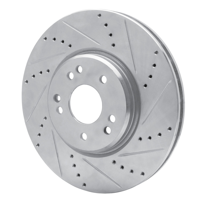 Mercedes-Benz E500 Brake Rotor (1) - Right Front - R1 Concepts - Drilled & Slotted - Silver - `94-`02